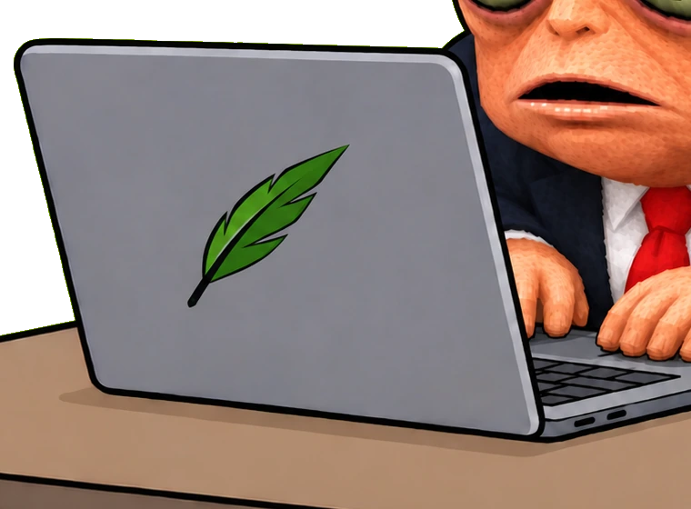 the loaner laptop with his letters on the lid, slightly crooked